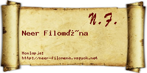 Neer Filoména névjegykártya